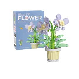 BOROLA Mini Building Block Flower Potted Plants Set, Colorful Cute Small Toy Plant Basket, Creative Block Flower Collection Home Office Decor Desktop Trinkets Birthday Gifts(Orchid Blocks)