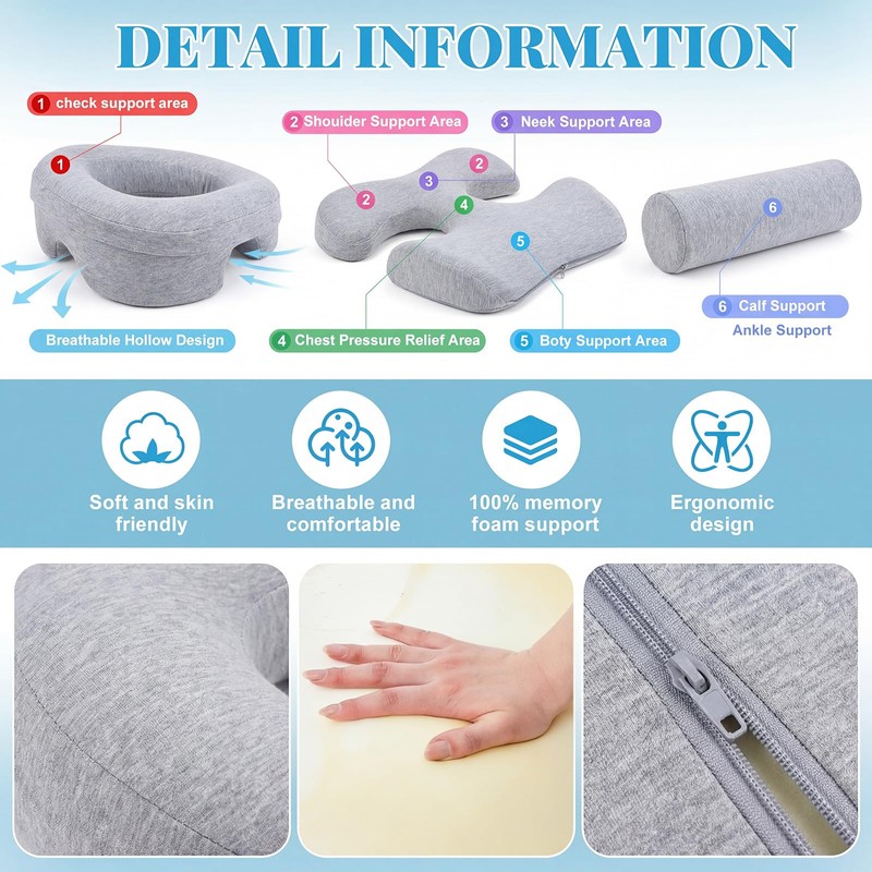 Face Down Massage Pillow and Breast Pillow Set for A-B