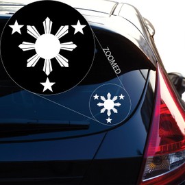 Yoonek Graphics Philippines Flag 1 Sun and 3 Stars Logo. Filipino Decal/Sticker for Car Window, Laptop, Motorcycle, Walls, Mirror and More. SKU: 574 (10" Height, White)