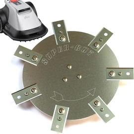 Blade Disc Compatible with Eufy E15 E18 and TerraMow S800 S1200 Stainless Steel / Aluminium - 7 Fixed Ceramic Hob Scraper Blades - Robotic Lawnmower - 200 mm Cutting Width Tuning Blade Plate