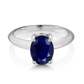 Gem Stone King 2.50 Cttw Anillo de Plata de Ley 925 Zafiro Azul Natural