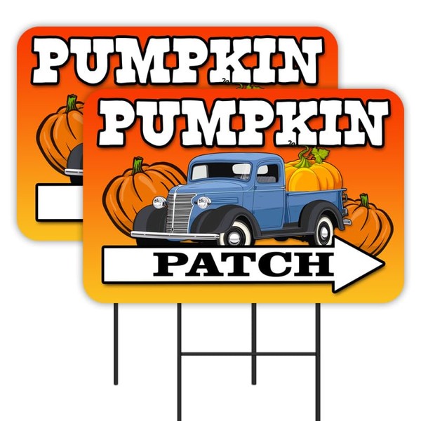 Vista Products Pumpkin Patch 2 Pack Double-Sided Yard Signs 16"