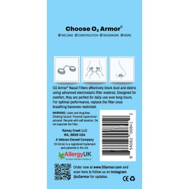 O2 Armor Nose Filters for Welders & Allergies - Nose Filter for Dust - Nasal Filters for Welding - Nose Dust Mask for Construction (10 Pack, Size Large)