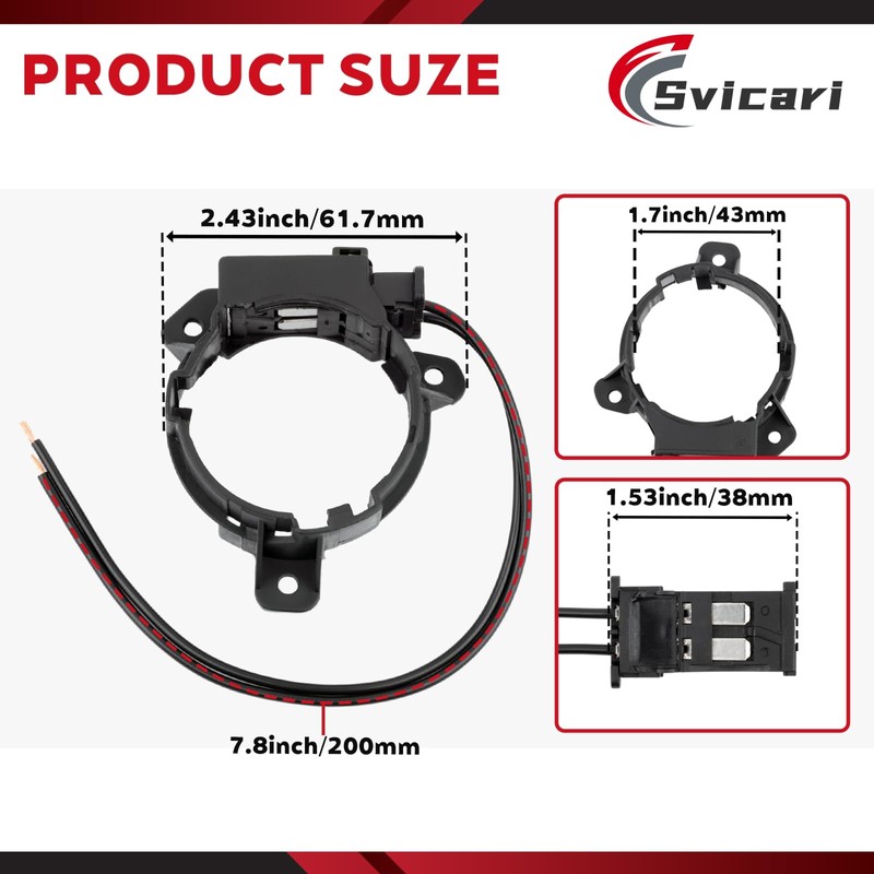 Svicari H7 Headlight Bulb Socket Adapter Holder Kit Compatible with