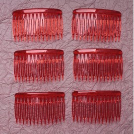 Ruwado 6 Pcs 14 Teeth Hair Side Comb Twist Small French Vintage Style Hair Clips Pins Accessories Supplies for Women Girls Bridal Wedding Veil Fine Long Curly Hair (Red)