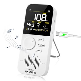 EX-GEAR Digital Metronome, Rechargeable Electronic Metronome with Color LCD Screen, Wide Tempo Range & Multiple Time Signatures for Piano, Guitar, Violin, Drums & All Instruments