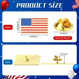 Huquary 24 Pcs 4th of July American Flag Pin Bulk 250th Anniversary Patriotic USA Flag Lapel Pins Independence Day 50 Stars and 13 Stripes Metal Memorial Badge Souvenir for Hat Bag Travel Gift