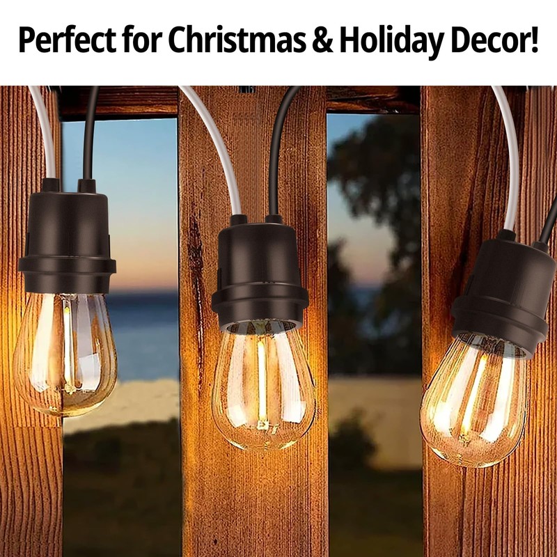 ThunderWay 12 Pack Water-Resistant Lamp Socket, Black Pigtail Lamp Holder
