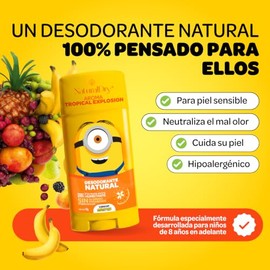 Naturaldry - Desodorante para Nios y Teens Natural Infantil Minions 50G  Sin Aluminio ni Parabenos  24Hrs Proteccin  Para Nios y Adolescentes Piel... 