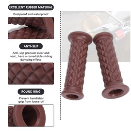 KEEPDSGN Motorbike Rubber Grips Universal 7/8" 22mm & 1" 25mm Slip Resistant Handlebar Handle Grips - Coffee,Open End