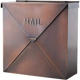 NACH MB-6635CP Chicago Mailbox, Antique Copper Finish - Wall Mounted Post Box, 10 x 4 x 10 inch