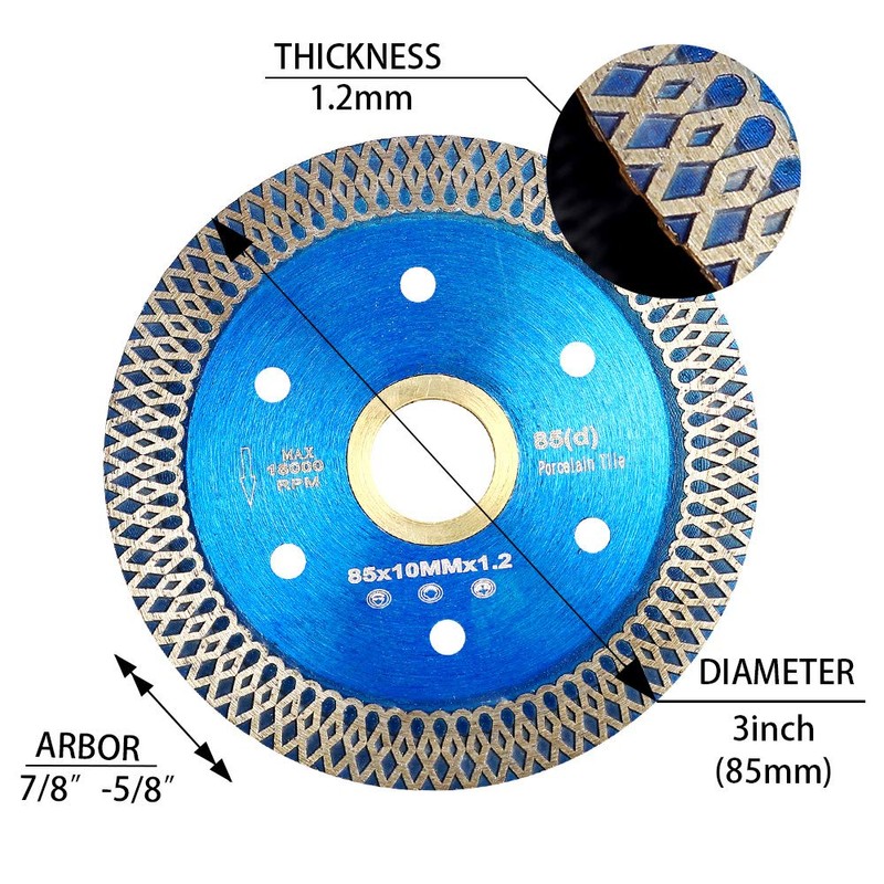 2 Pack 3-3/8" /85mm Super Thin Diamond Saw Blade for