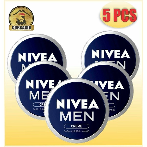 PACK X5 -NIVEA MEN CREME FOR MEN FACE HAND AND BODY LOTION 5.3 OZ (PACK OF 5)