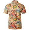 LucMatton Men's Short-Sleeved Button-Down Hawaiian Shirts with Traditional Pattern Print,
