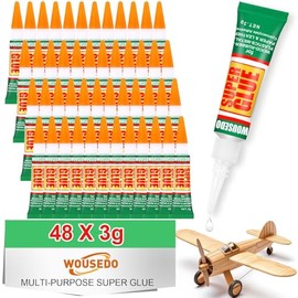 WOUSEDO - Pegamento supertransparente, calcomanía fuerte, pegamento superadhesivo, secado rápido, pegamento de cianoacrilato para madera, hule, piel, 
