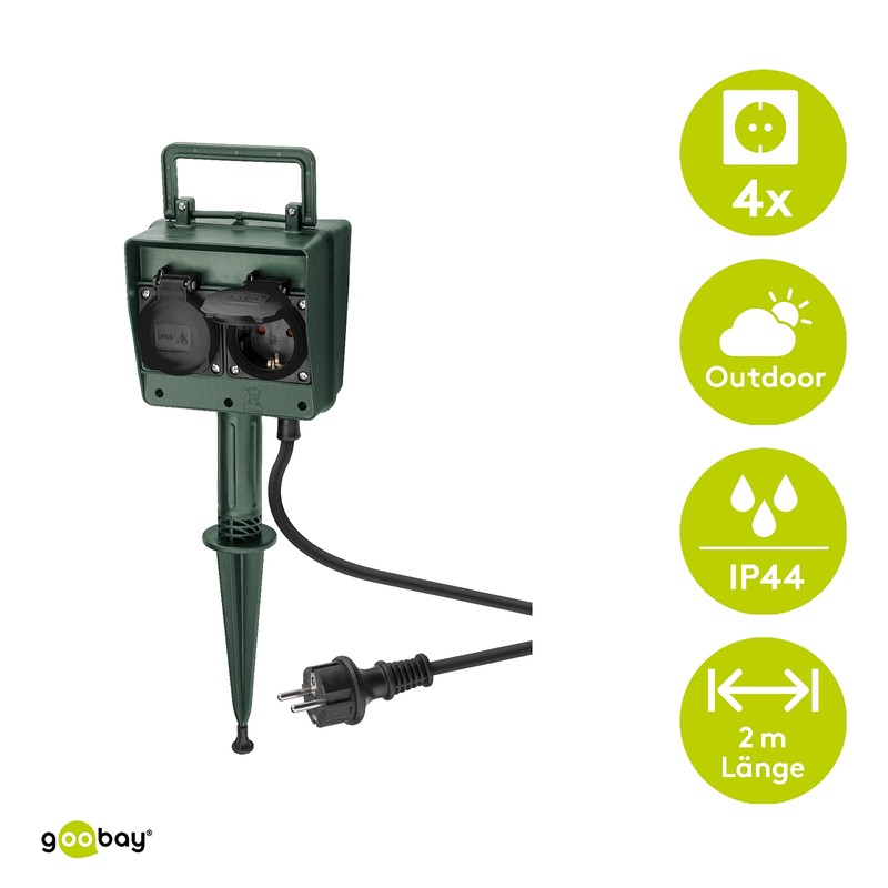 Goobay 55943 Garden Socket - 4-Way Especially Suitable for Outdoor
