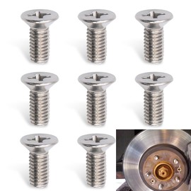 Nowkont 8 PCS Car Brake Disc Rotor Fixing Screws, Stainless Steel High Temperature Resistant Cross-Slotted Screws, Replacement OEM Number 93600-06014-0H Accessories, Compatible with Honda (Silver)