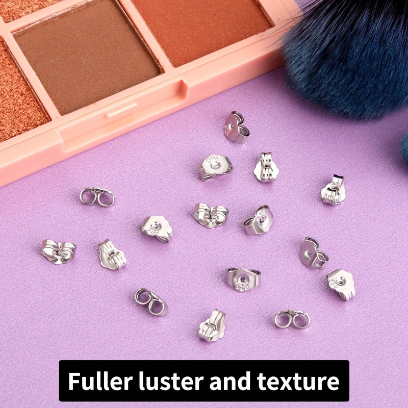 Grevosea 16 PCS/8 Pairs Sterling Silver Earring Backs, Earring Backs