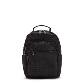 Kipling Women's Seoul Small Backpack, Durable, Padded Shoulder Straps with Tablet Sleeve, Bag, Signature Emb, 10''L x 13.75''H x 6.25''D