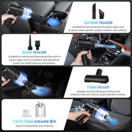 Car Vacuum Portable Cordless 8000Pa Mini Hand held Vacuum Cleaner and Air Duster, 120W High Power Wet and Dry Car Vacuum Cleaner Rechargeable with LED Light , for Car ,Home,Office and Pet (black)