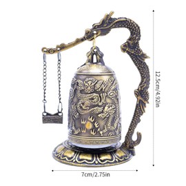Fengshui Ornament Good Luck Bell Bronze Dragon Bell Feng Shui Statue 5 Inch Vintage Home Decor for Living Room Study Office or Garden Brings Positive Energy and Good Fortune