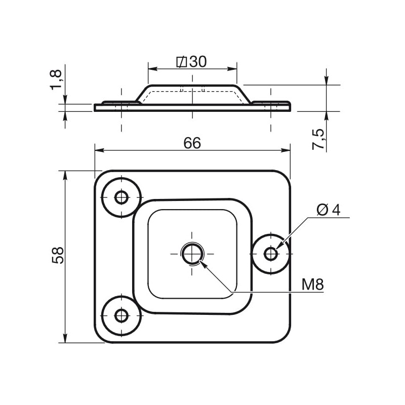 Design61 Set of 4 Mounting Plates M8 Thread for Sofa