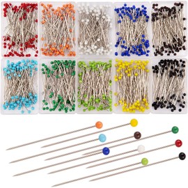 AIEX 1000 Pieces Sewing Pins Glass Ball Multicolor Head Pins Straight for Dressmaking Jewelry Decoration (38mm)