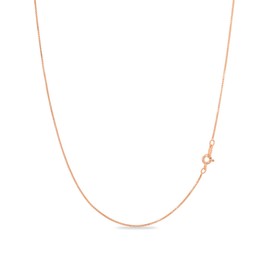 KEZEF Rose Gold Plated Box Chain 925 Sterling Silver Venetian Chain - Rose Gold Plated Necklace for Women Girls Men - Made in Italy 50cm (20") Length
