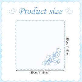 6 Pieces Embroidered Wedding Handkerchiefs Happy Tears Handkerchiefs with Scallop Lace Edges for Wedding Day Bride (Blue, 6 Pieces)