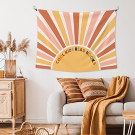 XLDLIOO Boho Abstract Sunshine Cool Kids Read Books Classroom Tapestry, Classroom Wall Tapestry Hanging, Kids Tapestries Decor Art for Reading Room Corner Nook Library Classroom 40x30in
