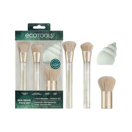 EcoTools 에코툴즈 씨 동물 않는 스펀지, 컨투어, 블러셔, 재활용 페이스 젬스 & 브러시 하지 플라스틱, 세팅 실험을 파운데이션, 세트, 4종 파우더, 도구 스펀지 메이크업 [Seagems 4 Piece Set] EcoTools Sea Animal-Free Sponge, Contour, Blush, Recycled Face Gems & Brush, Non-Plastic, Setting Experiment Foundation, Set, 4-Pie