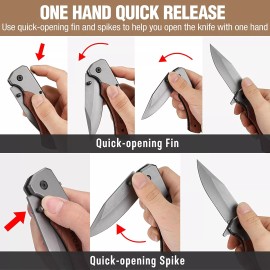 WORKPRO Folding Utility Knife & EDC Pocket Knife Wood Handle w/10PC SK5 Blades