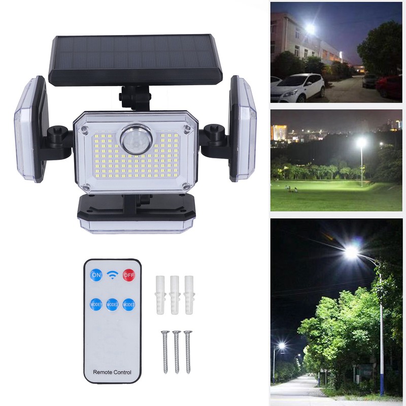 Solar Outdoor Street Light 4 Rotating Head Flexible Foldable IP64