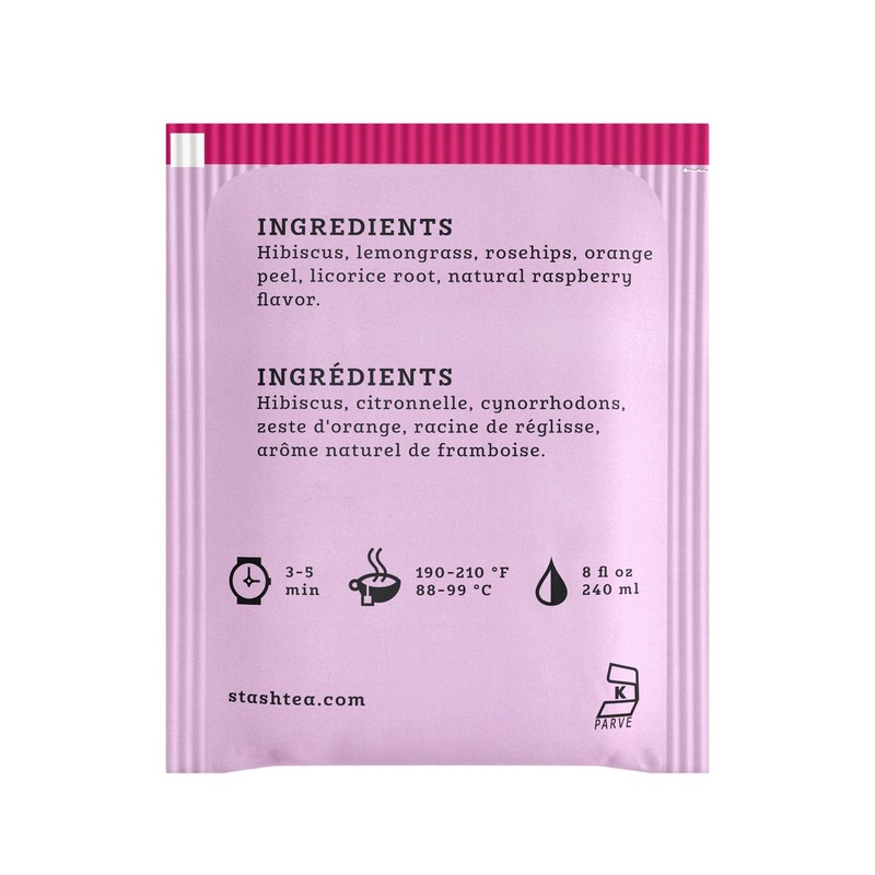 Stash Tea Wild Raspberry Hibiscus Herbal Tea - Naturally Caffeine