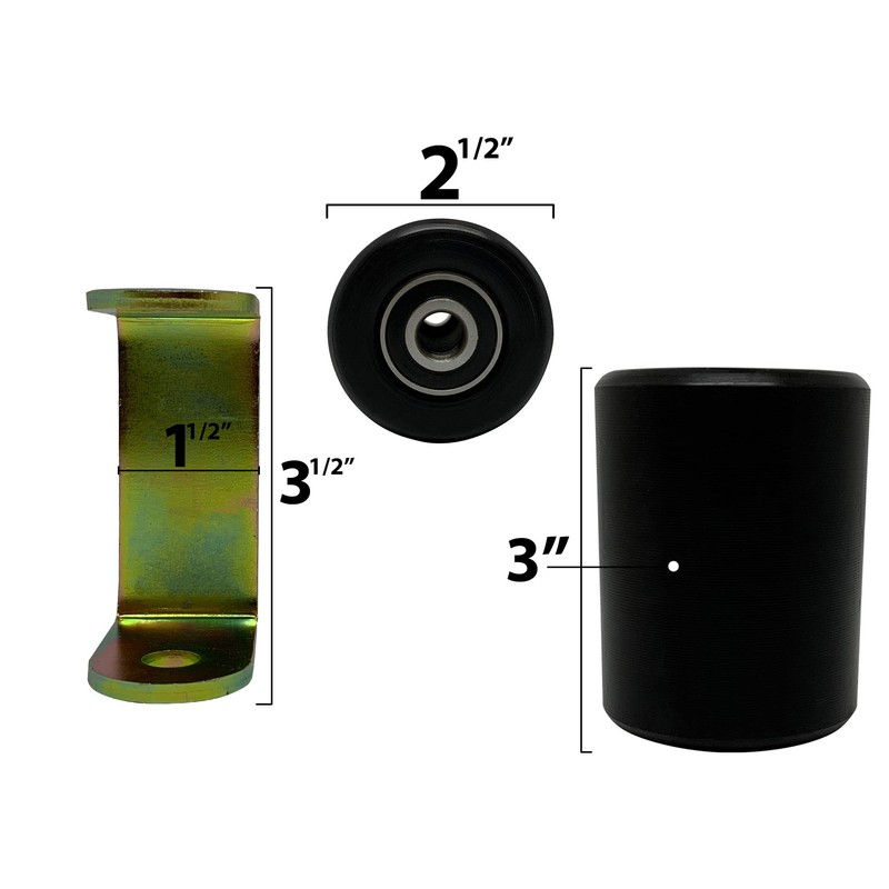 Slide Gate Guide Roller 3" Black Hard Nylon UHMW Rollers