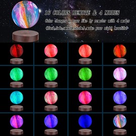 VGAzer Levitating Moon Lamp,16 Colors Galaxy Moon Lamp 5.9 Inch 3D Moon LED Light with Remote Control for Home Office Decor,Unique Gifts for Teen Girls/Boy/Adults