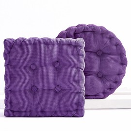 Gfobip 2 Pack Meditation Floor Pillow Large Square and Round Floor Cushions for Adults Purple Corduroy Floor Seat Pillows Cushion for Living Room Balcony Tatami Yoga,18x18 Inch