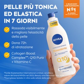 NIVEA Q10 Crema Corpo Idratante Rassodante 400 ml, Crema rassodante corpo con Coenzima Q10 Puro e Vitamina C, Crema idratante corpo 72h per pelli normali per una pelle più tonica ed elastica