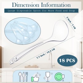 Meanplan 18 Pcs Large Plastic Serving Spoons Disposable Serving Spoons for Soup Big Heavy Duty Reusable Spoons for Party Catering Buffet Restaurant Dinner Soup (7.7 x 2.3 Inch,Clear)