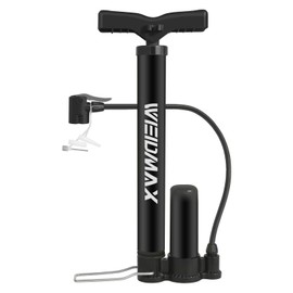 Bike Pump Portable, Bike Tire Inflator, Bicycle Hand Air Pump with Presta and Schrader, Ball Pump Inflator Bicycle Floor Pump Suitable for Baby Stroller Tires, Balls, Road and Mountain Bikes