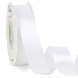 Ribbli Double Faced White Satin Ribbon,1” x Continuous 25 Yards,Use for Bows Bouquet,Gift Wrapping,Floral Arrangement