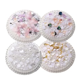 4 Box Artificial Pearl Eyes Face Gems Nail Rhinestones Gems Face Jewels Eyes Festival Decorations Nail Art Rhinestones Diamonds Crystals Beads Artificial Pearls for Nail Art and Face Make-up