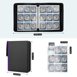 TCGUARD 9 Pockets Trading Card Binder with Sleeves Card Organizer, 900 Double Sided Pocket PU Card Collection Binder, Baseball Binder,for Sports Card, MTG, TCG Yugioh Card (Purple)