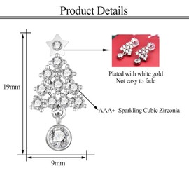Christmas Tree Earrings for Women - Christmas Stud earrings, White Cubic Zirconia Xmas Earrings, Christmas Xmas Jewellery Gifts for for Women Girls Teens