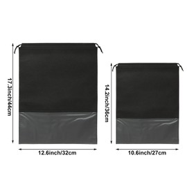 MIVIDE 40PCS Black Travel Shoe Bags, Drawstring Shoes Storage Bags with Transparent Slot, 20pcs Large Shoe Bags and 20pcs Medium Shoe Bags for Travel and Storage(32x44CM,27x36CM)
