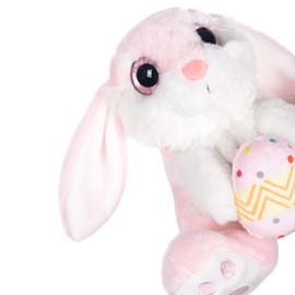 My OLi Easter Bunny Plush Rabbit with Easter Egg 20 cm Cuddly Toy Rabbit Stuffed Toy Cuddly Toys Floppy Ears Sitting Cuddly Rabbit Plush Toys for Girls Children Boys Pink Colour