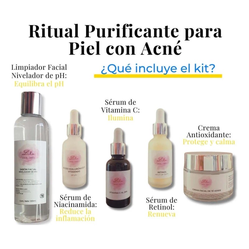 Kit Purificante Acné Lilo Skincare Niacinamida Y Retinol