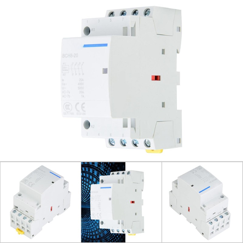 4P 4NO 20A Household AC Contactor DIN Rail Mount (/)
