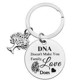Ximalun Step Parent Gifts Keyring DNA Doesn't Make You Family Love Does Keyring Step Mum Gifts Step Dad Gifts Adoption Gifts Mothers Fathers Day Gift Christmas Birthday Gifts