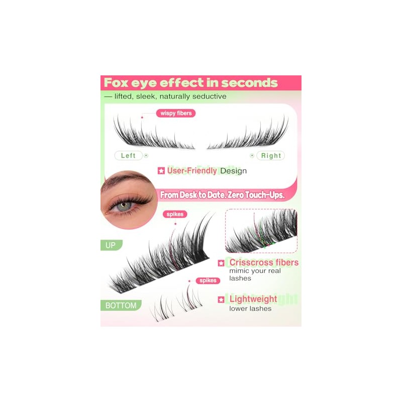 Focipeysa Wispy Lash Clusters Spiky Eyelash Clusters 10-18mm Eyelash Extensions